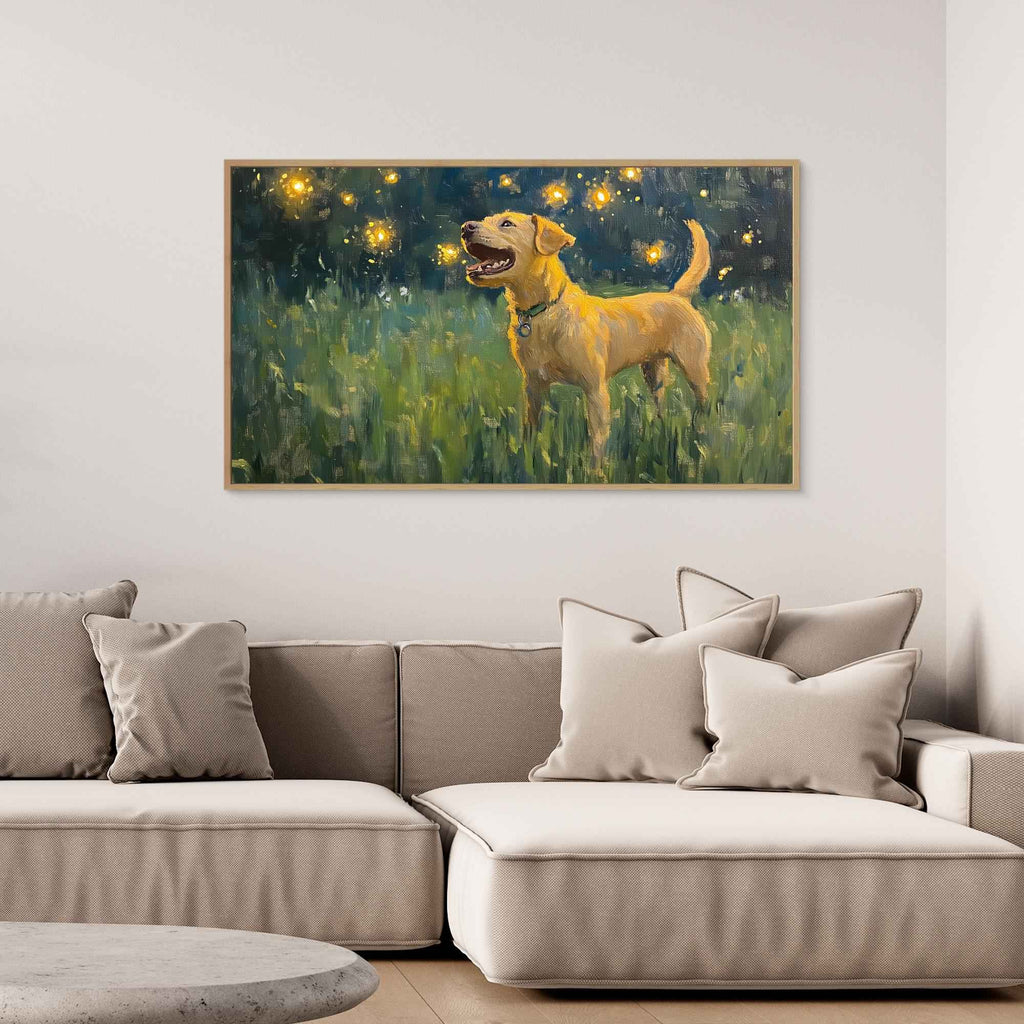 Yellow Labrador Fireflies Nursery Wall Art | Dog Gift UK