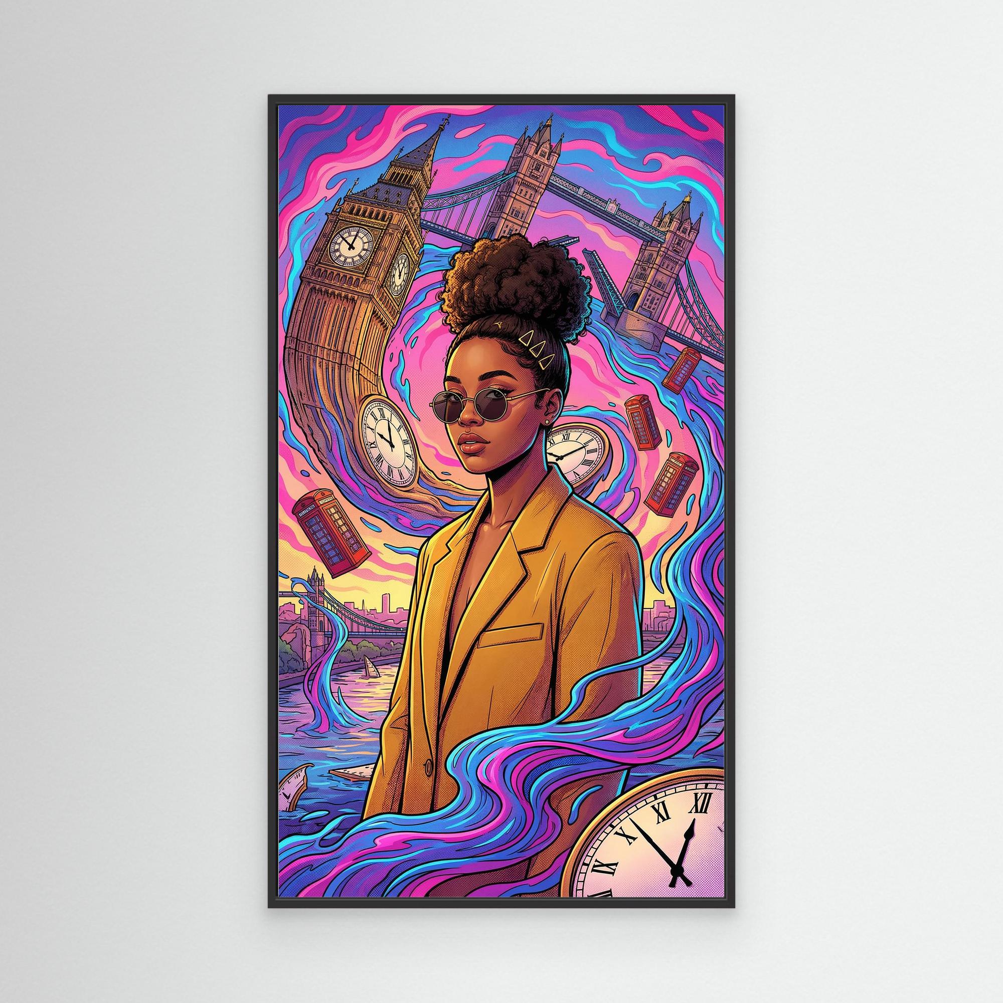London Dreamscape Surreal Canvas Art | Vibrant Wall Decor - Framed Pop Art