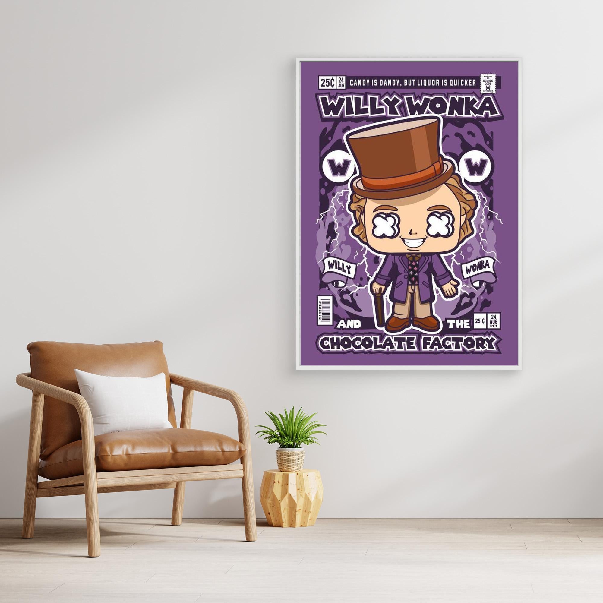 Willy Wonka Comic Pop Art Print - Retro Movie Room Decor - Framed Pop Art
