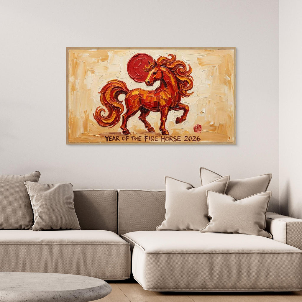 Year of the Fire Horse 2026 Canvas for Living Room - Framed Pop Art