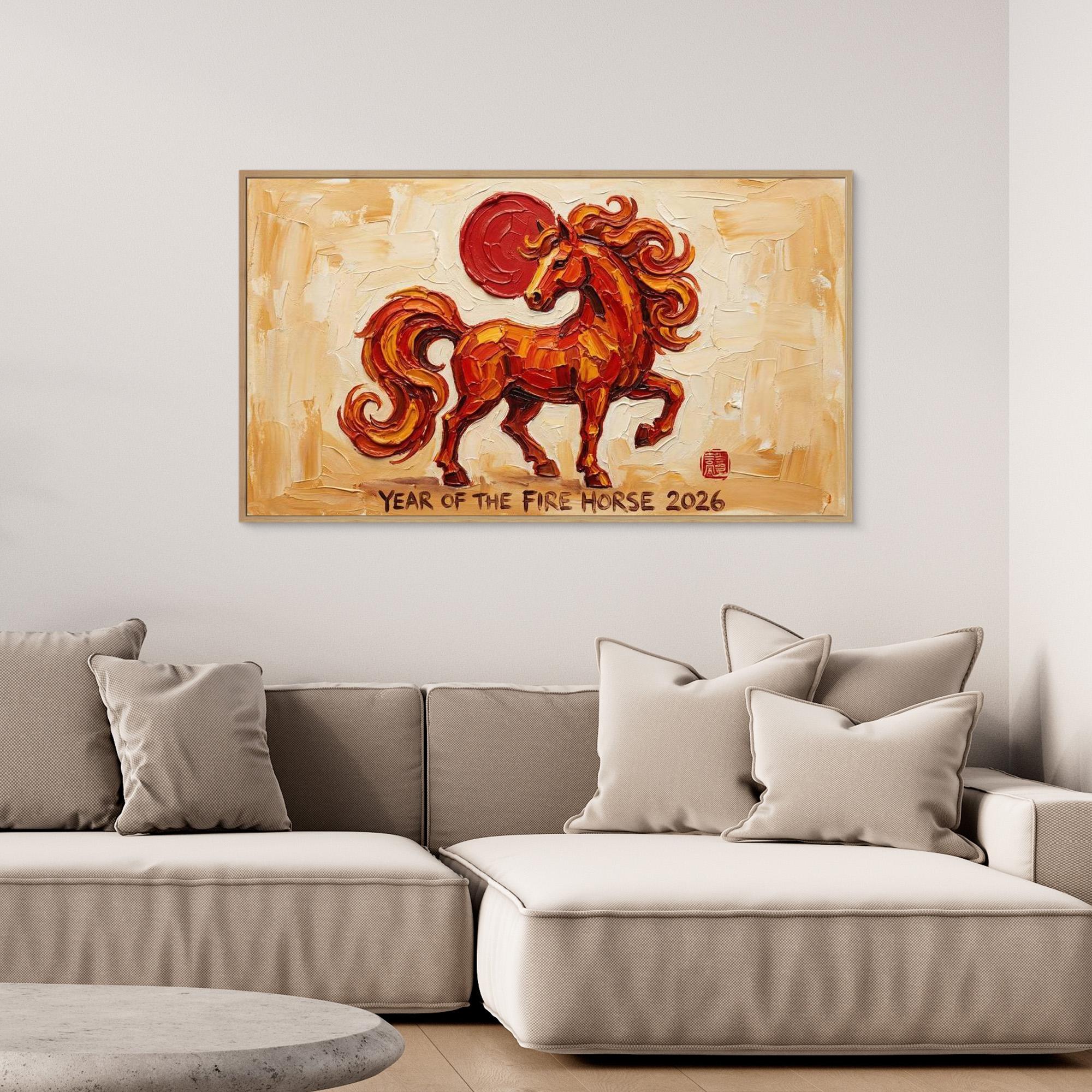 Year of the Fire Horse 2026 Canvas for Living Room - Framed Pop Art