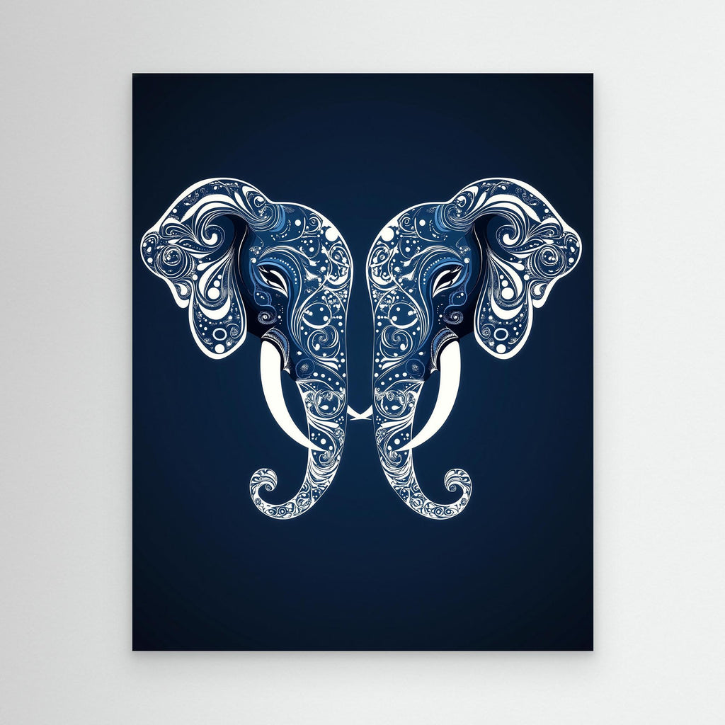 Blue Elephant Mandala Wall Art for Zen Nursery Decor - Framed Pop Art