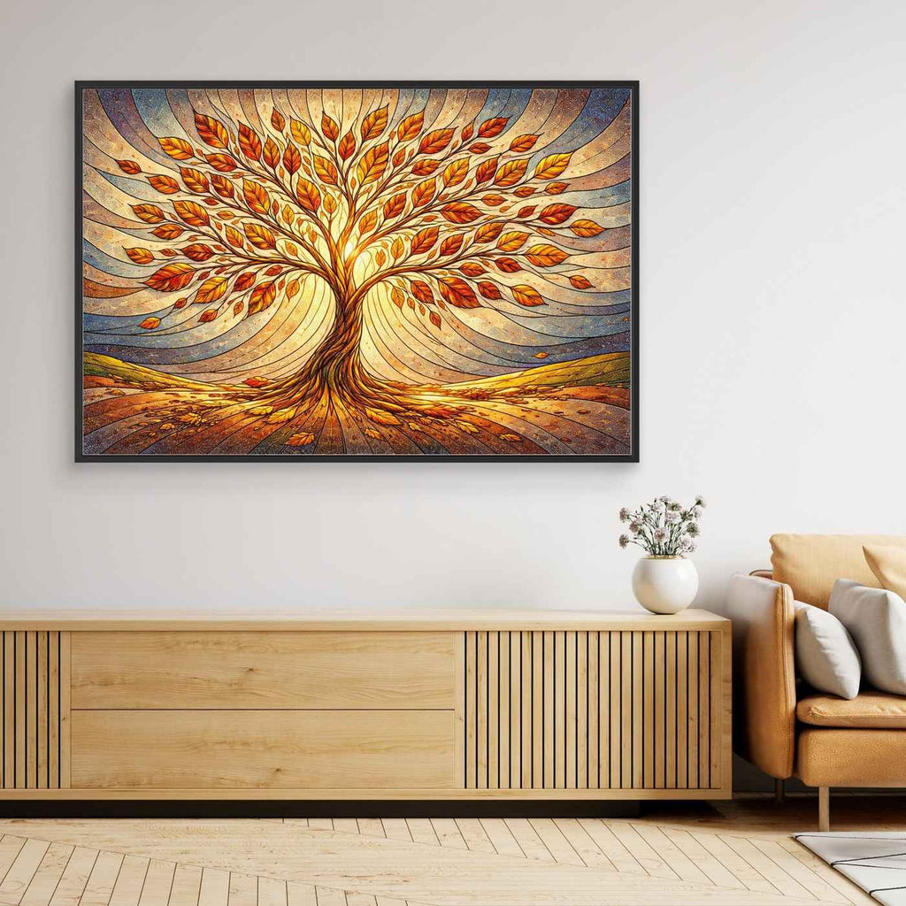Tree of Life Wall Art | Autumn Leaves Living Room Decor