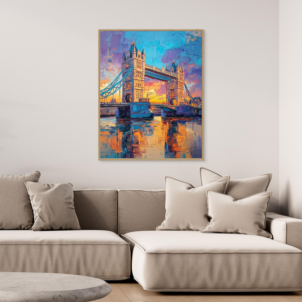 Hallway London Tower Bridge Sunset Canvas Wall Art - Framed Pop Art