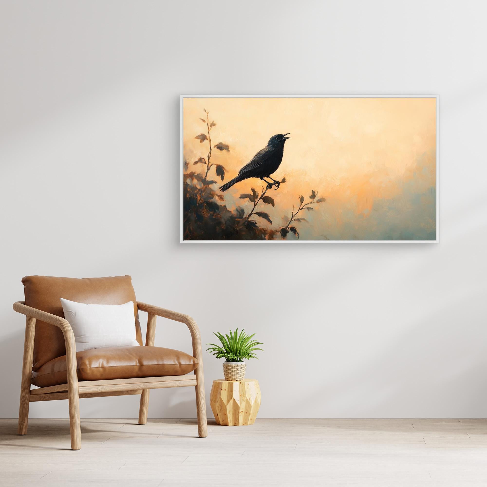 Songbird at Dawn Framed Canvas Print | Nature Wall Art