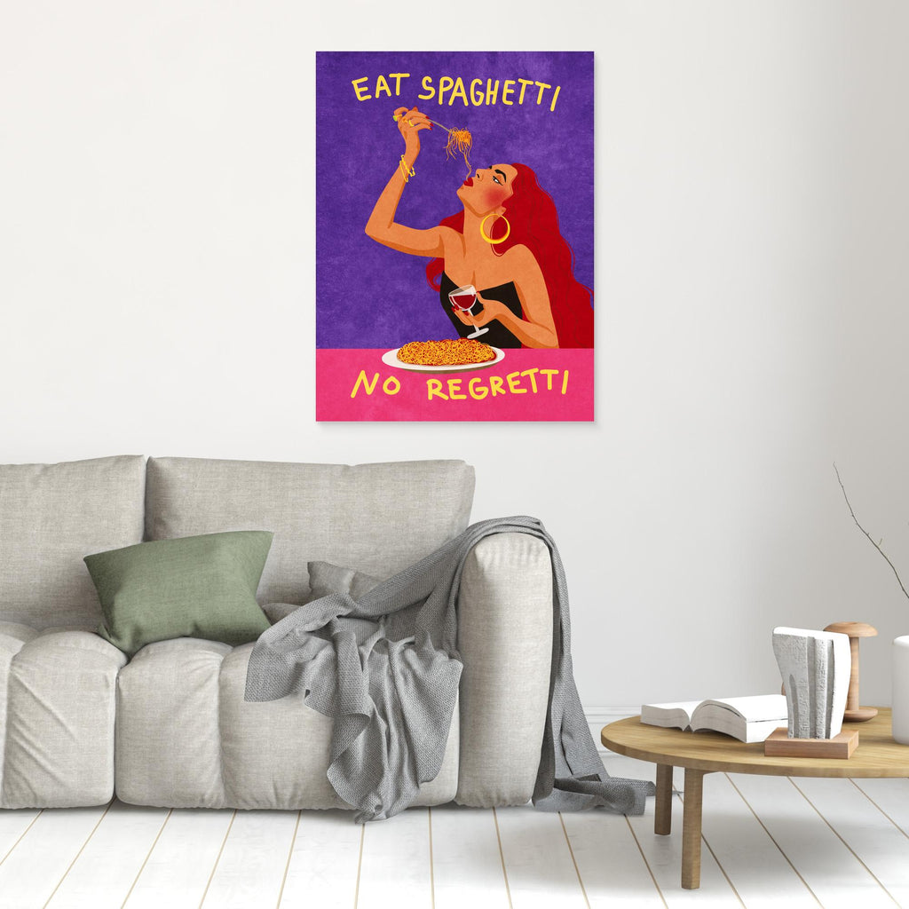 Eat Spaghetti No Regretti Kitchen Art | Bold Dining Decor - Framed Pop Art