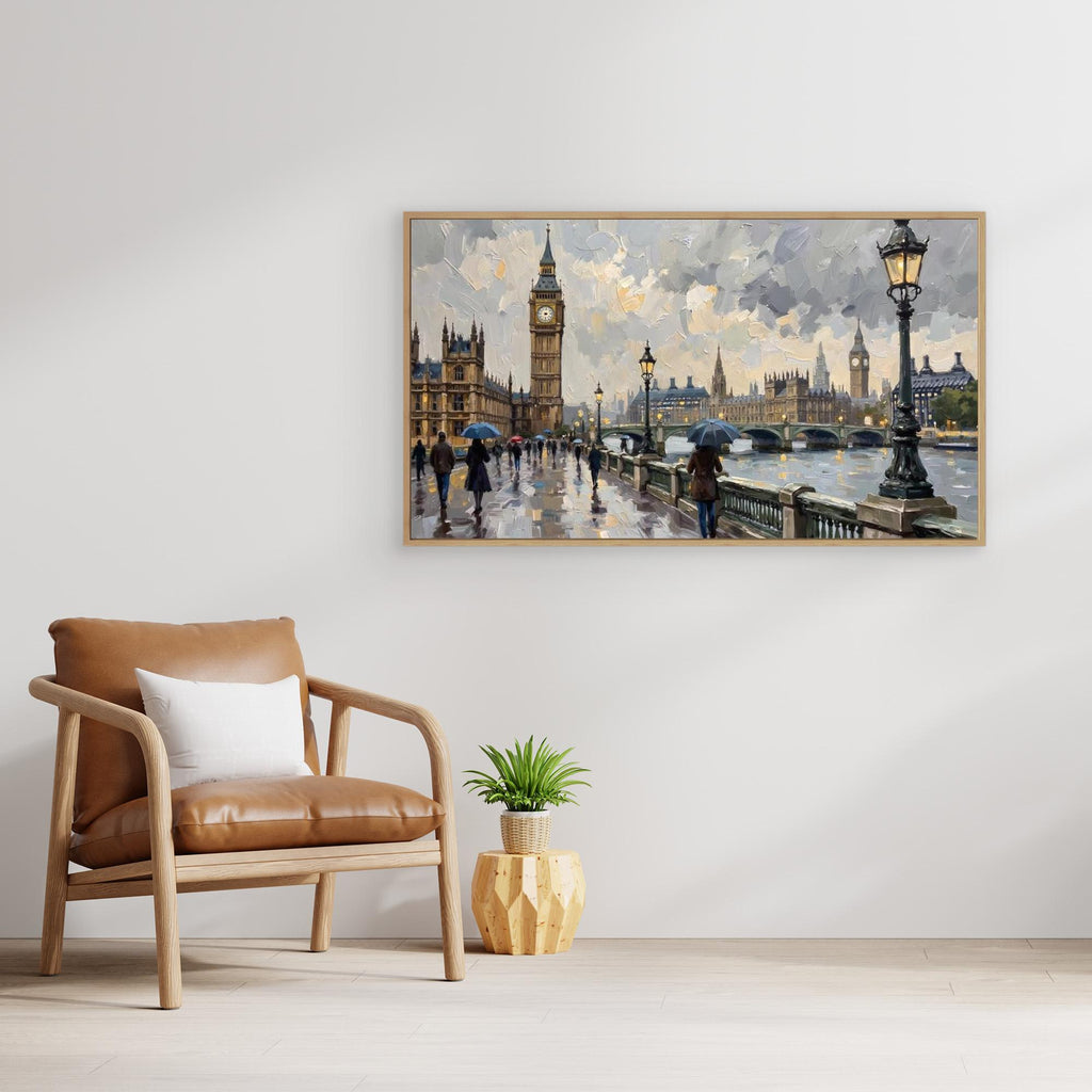Rainy London Westminster Bridge Canvas Print