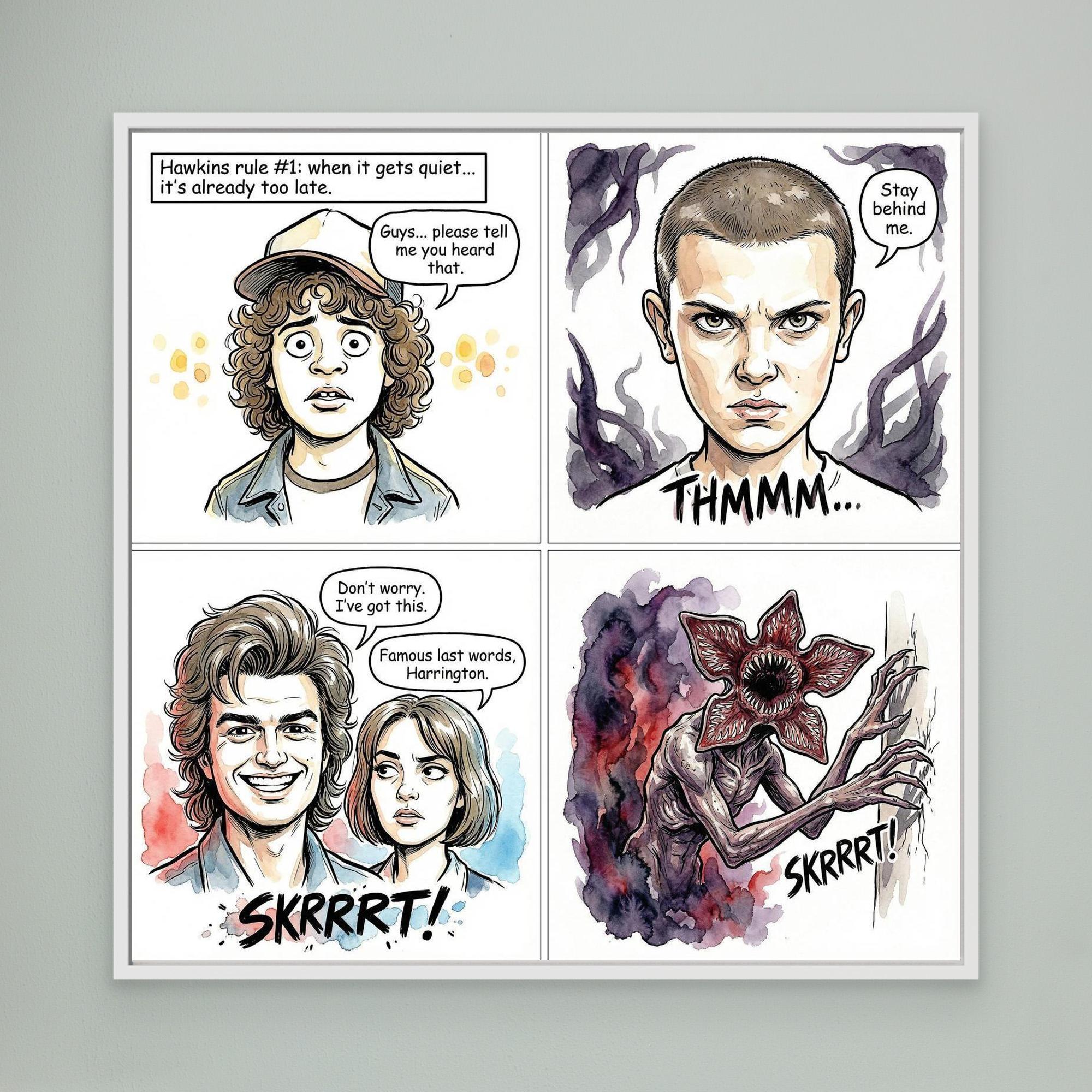 Stranger Things Fan Art Canvas | Hawkins Comic Print
