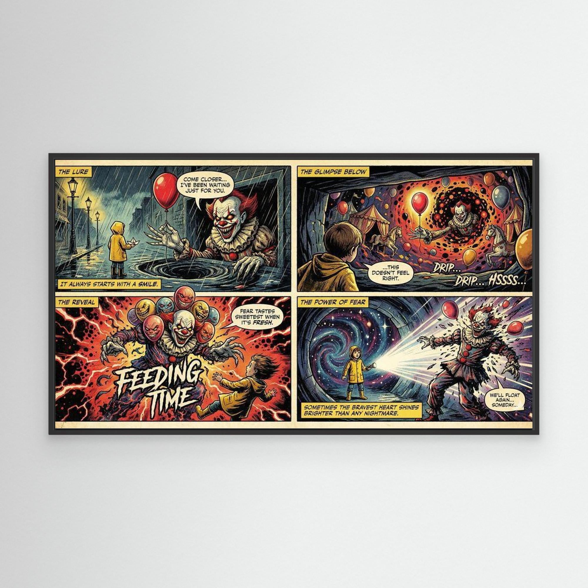 Large Evil Clown Horror Comic Canvas Art