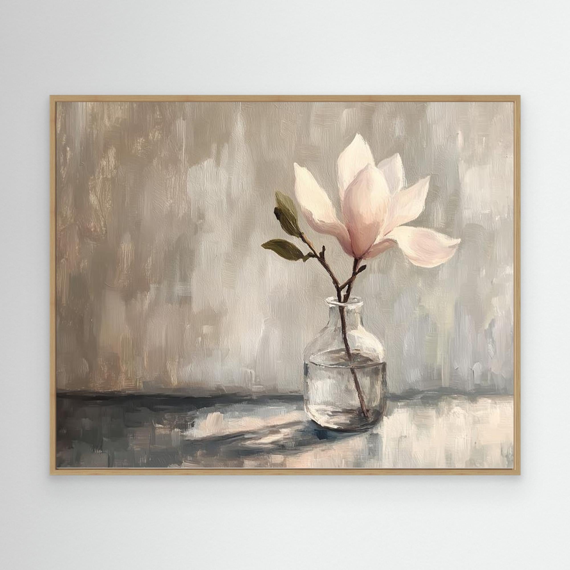 Magnolia in Glass Vase Canvas Print | Calm Floral Wall Art