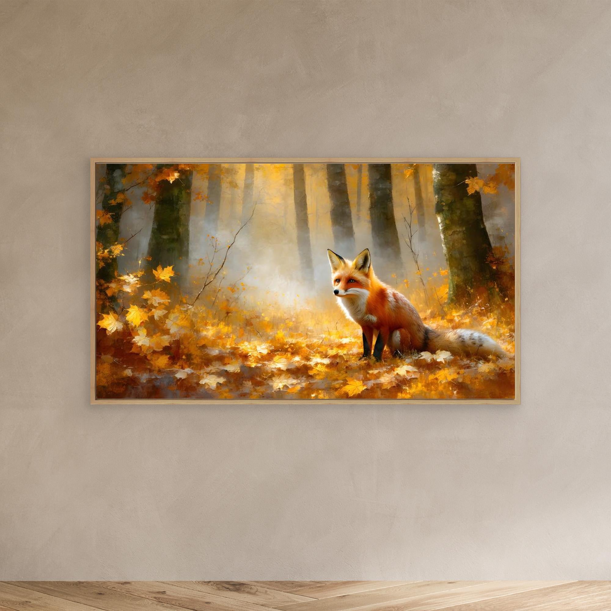 Autumn Fox in Misty Woods Canvas Wall Art