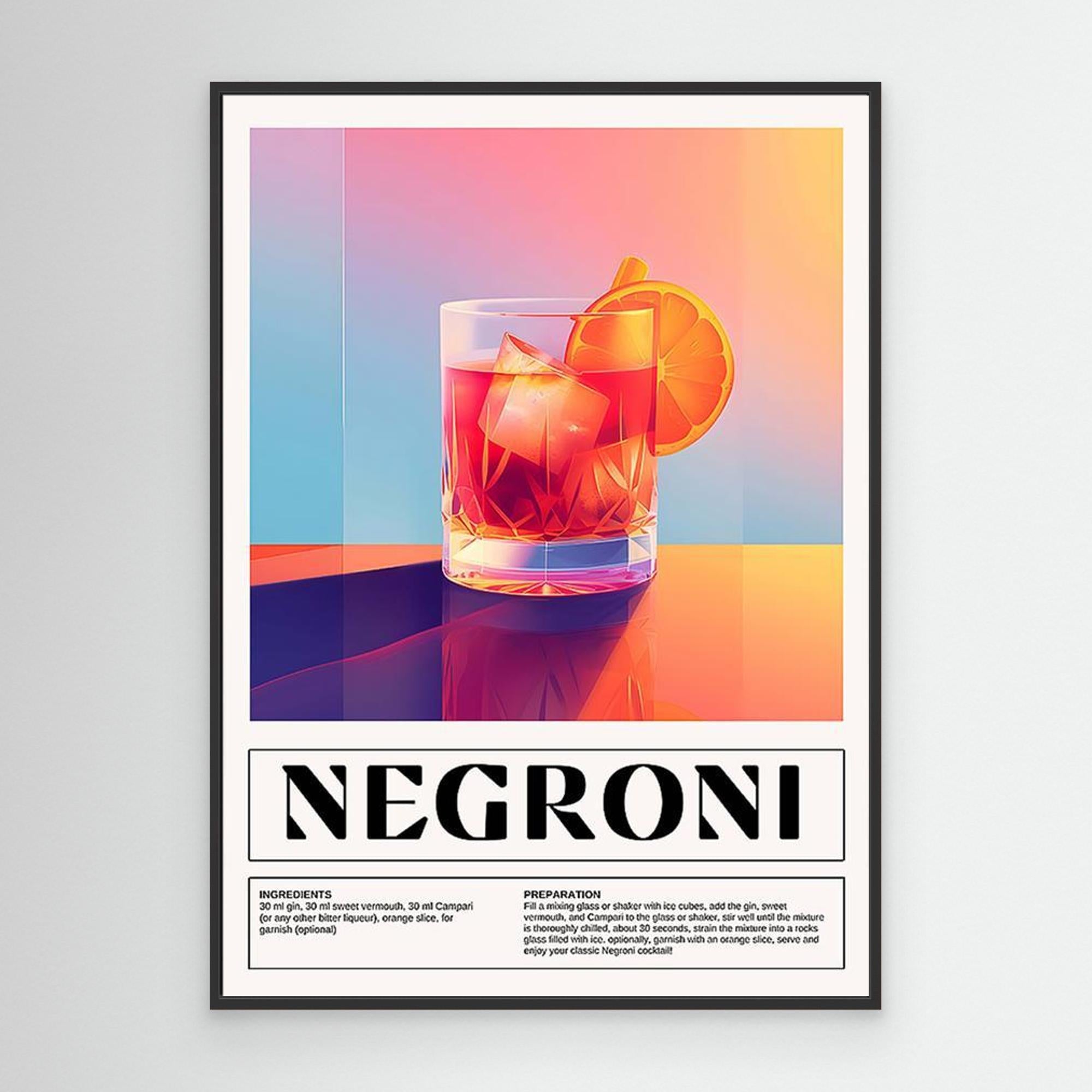 Negroni Cocktail Recipe Wall Art for Home Bar Decor