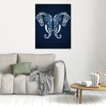 Blue Elephant Mandala Wall Art for Zen Nursery Decor - Framed Pop Art