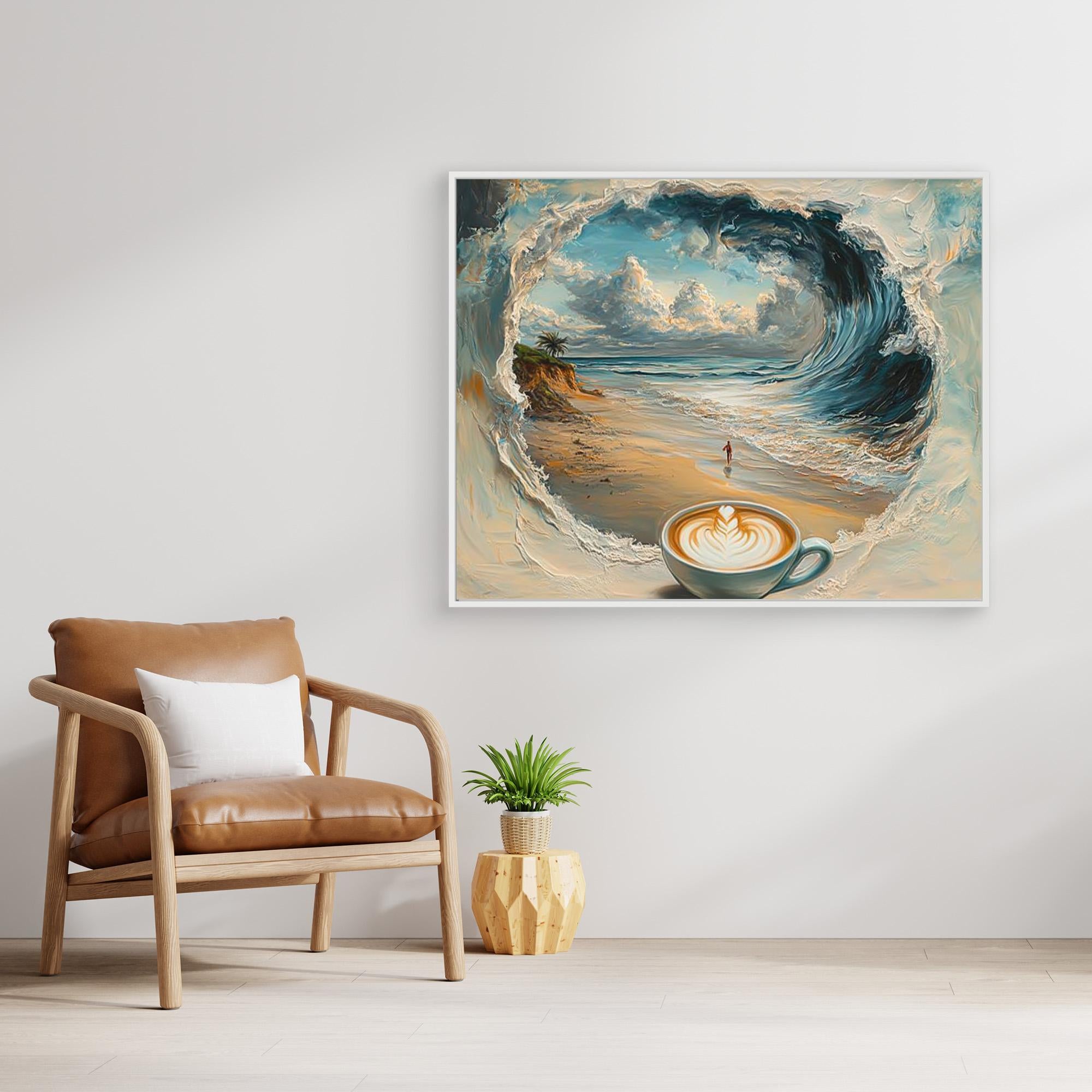 Coffee Wave Beach Wall Art | Modern Kitchen & Office Decor