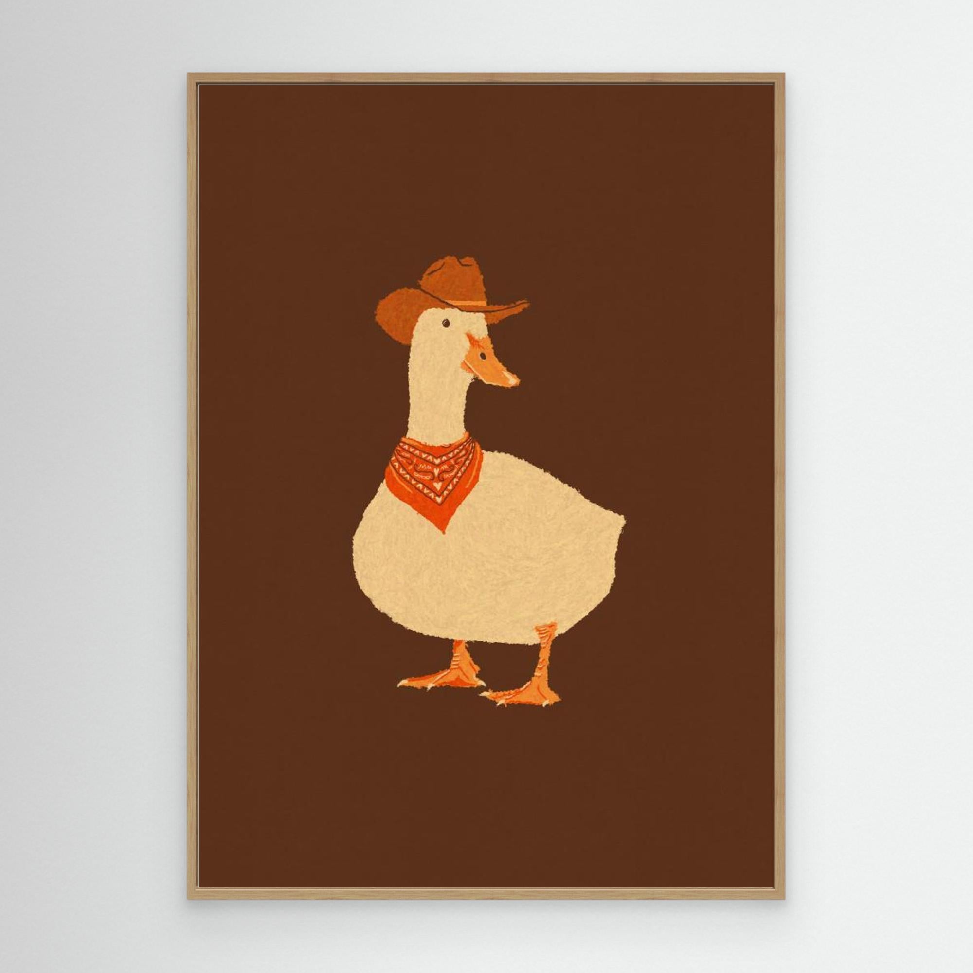 Cowboy Duck Art Print | Fun Nursery & Kid's Room Decor - Framed Pop Art
