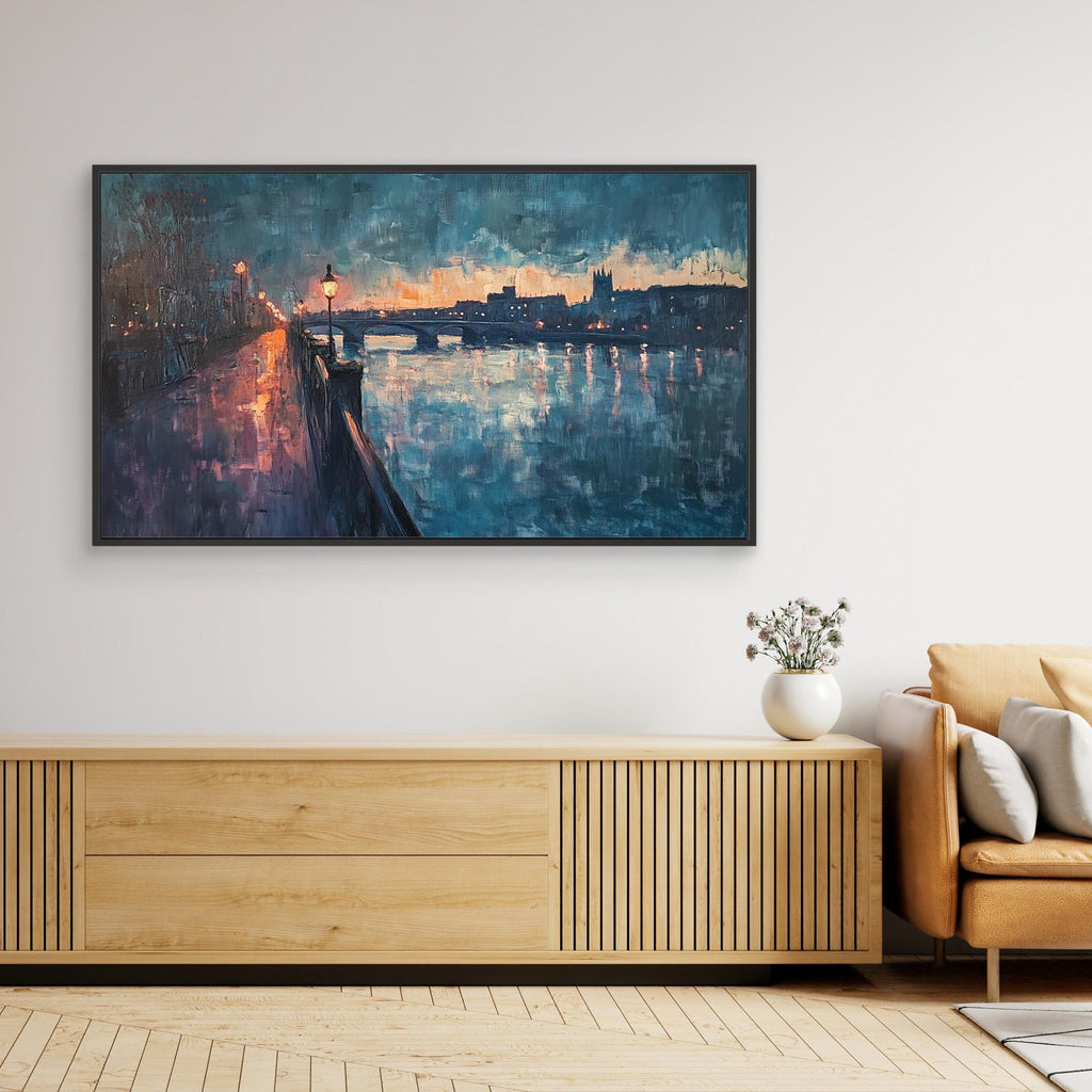 Maidstone Riverfront & Bridges Evening Canvas Print