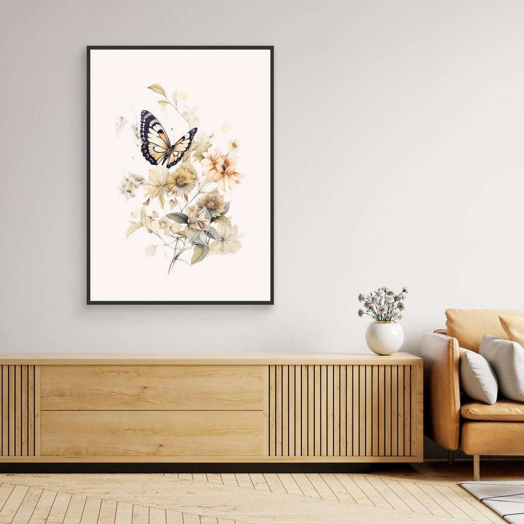Butterfly Botanical Wall Art | Soft Nursery Decor - Framed Pop Art