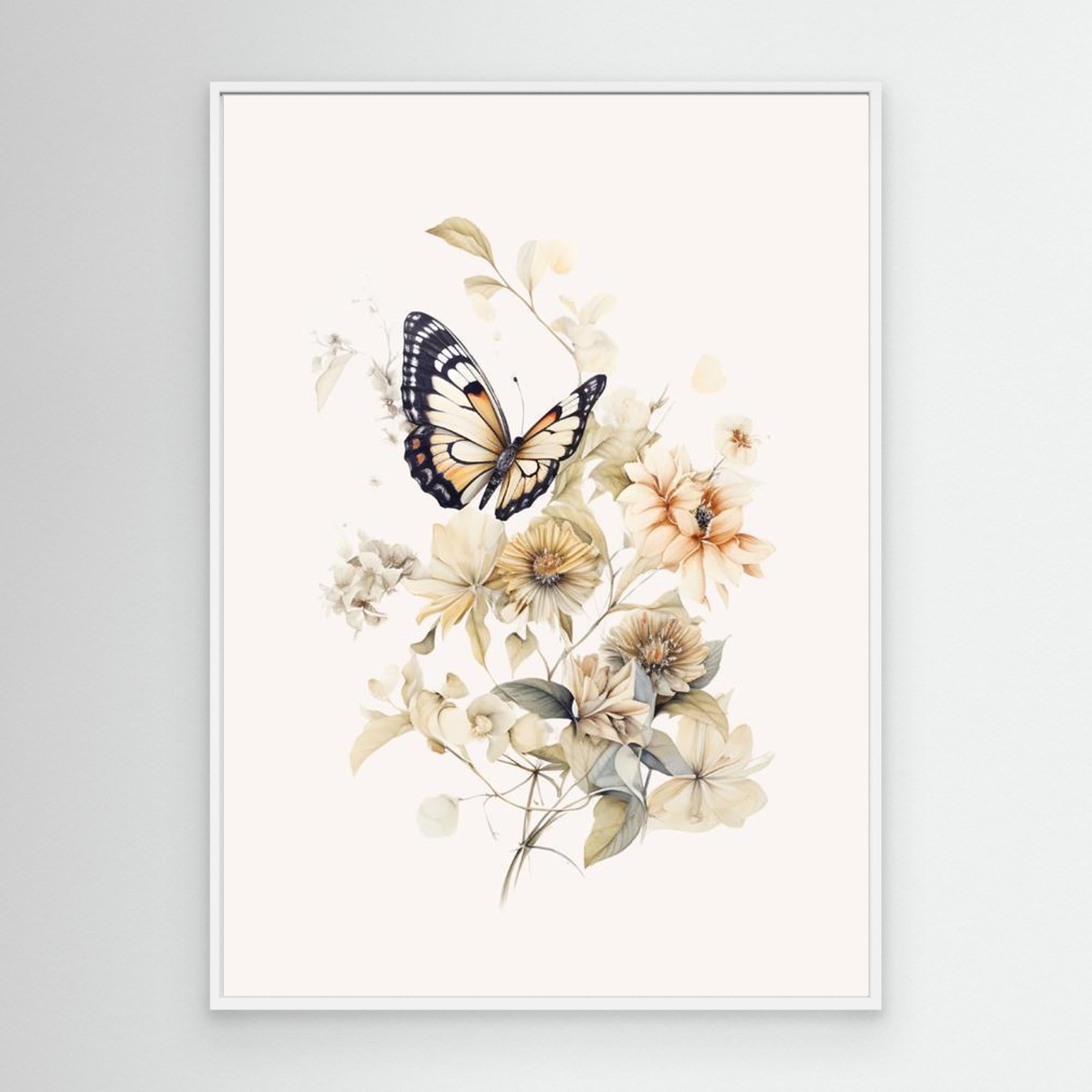 Butterfly Botanical Wall Art | Soft Nursery Decor - Framed Pop Art