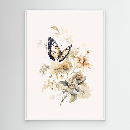 Butterfly Botanical Wall Art | Soft Nursery Decor - Framed Pop Art
