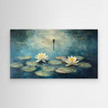 Dragonfly & Water Lily Canvas Art | Zen Bedroom Wall Decor