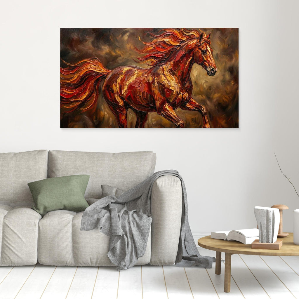 Fire Horse Chinese New Year Canvas Print for Lounge - Framed Pop Art