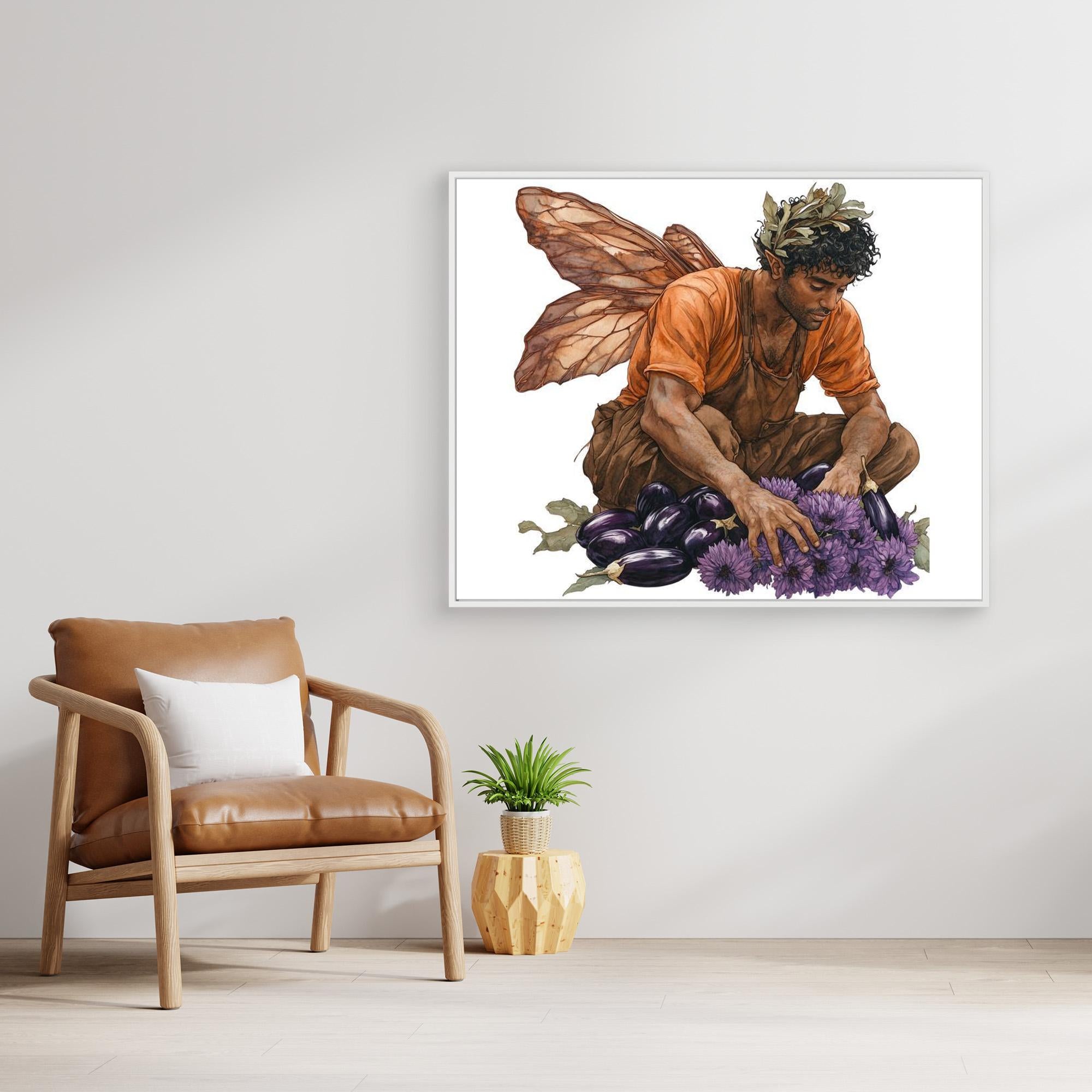 Male Fairy Gardener Art Print | Autumn Harvest Wall Art - Framed Pop Art