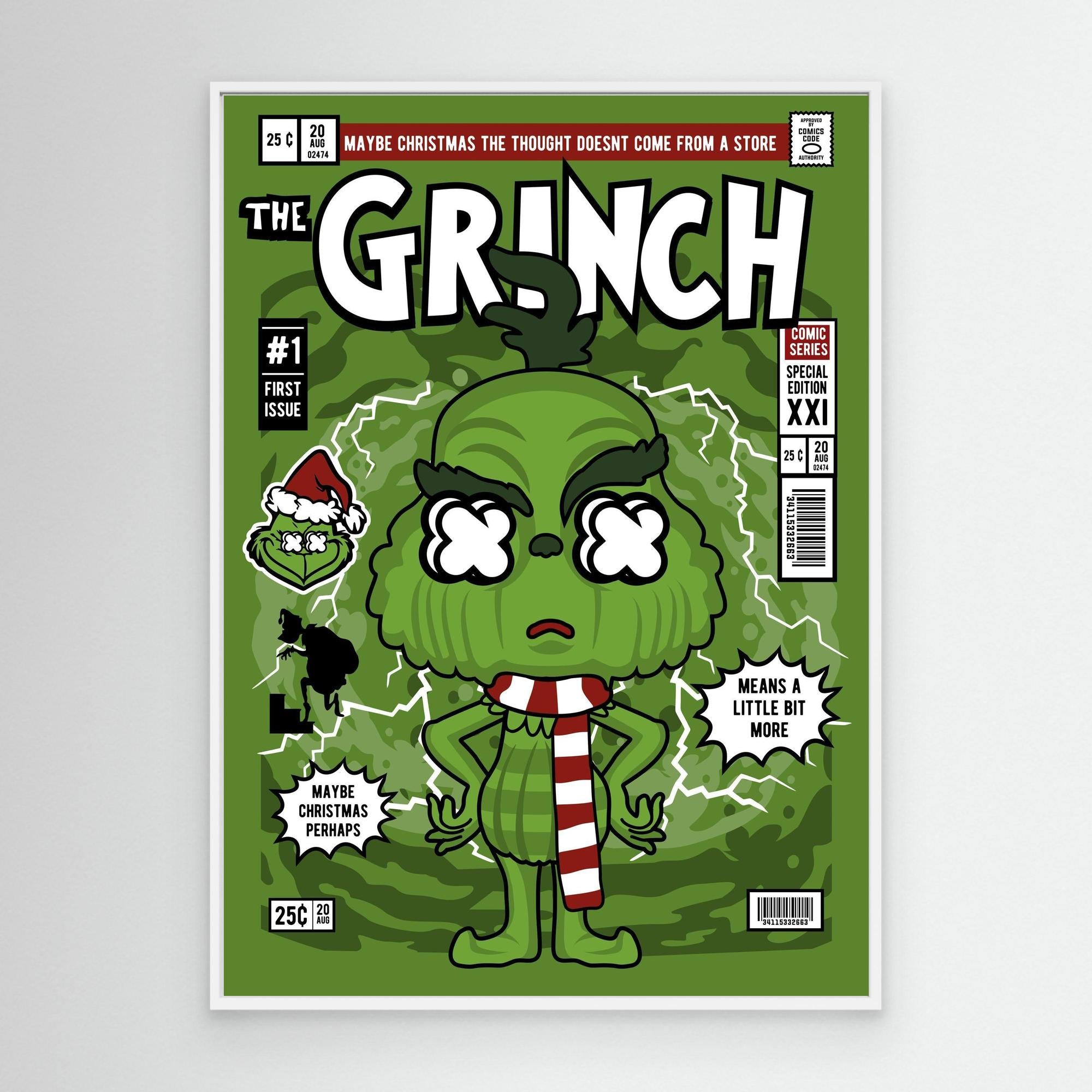 Grinch-Inspired Christmas Wall Art - Framed Pop Art