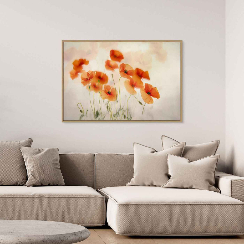Orange Poppy Wall Art | Boho Floral Bedroom Decor