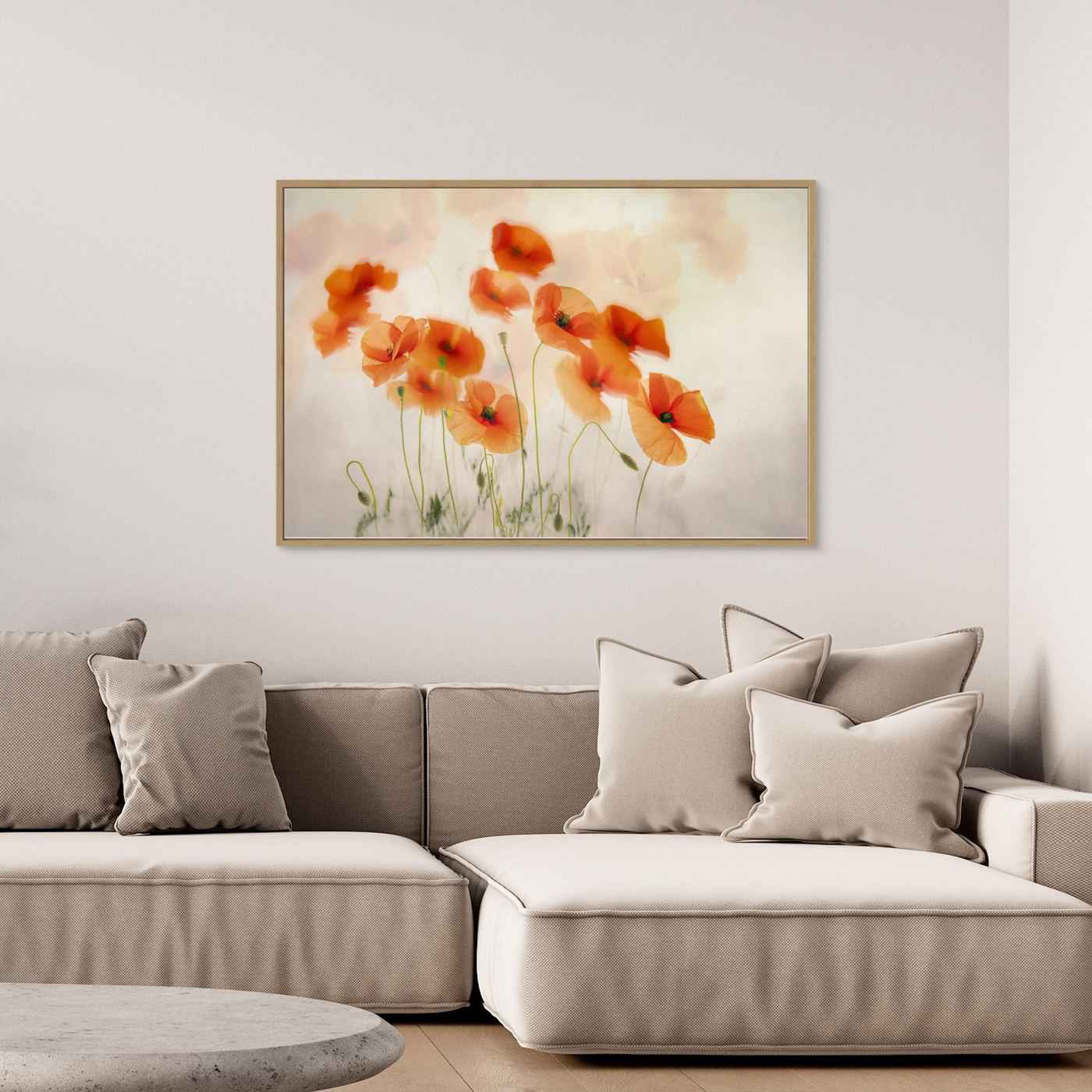 Orange Poppy Wall Art | Boho Floral Bedroom Decor