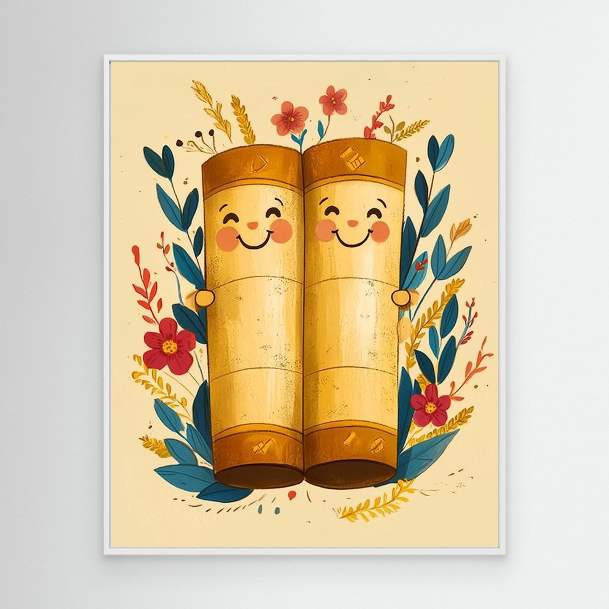 Cute Happy Scrolls Art Print | Whimsical Nursery Wall Decor - Framed Pop Art