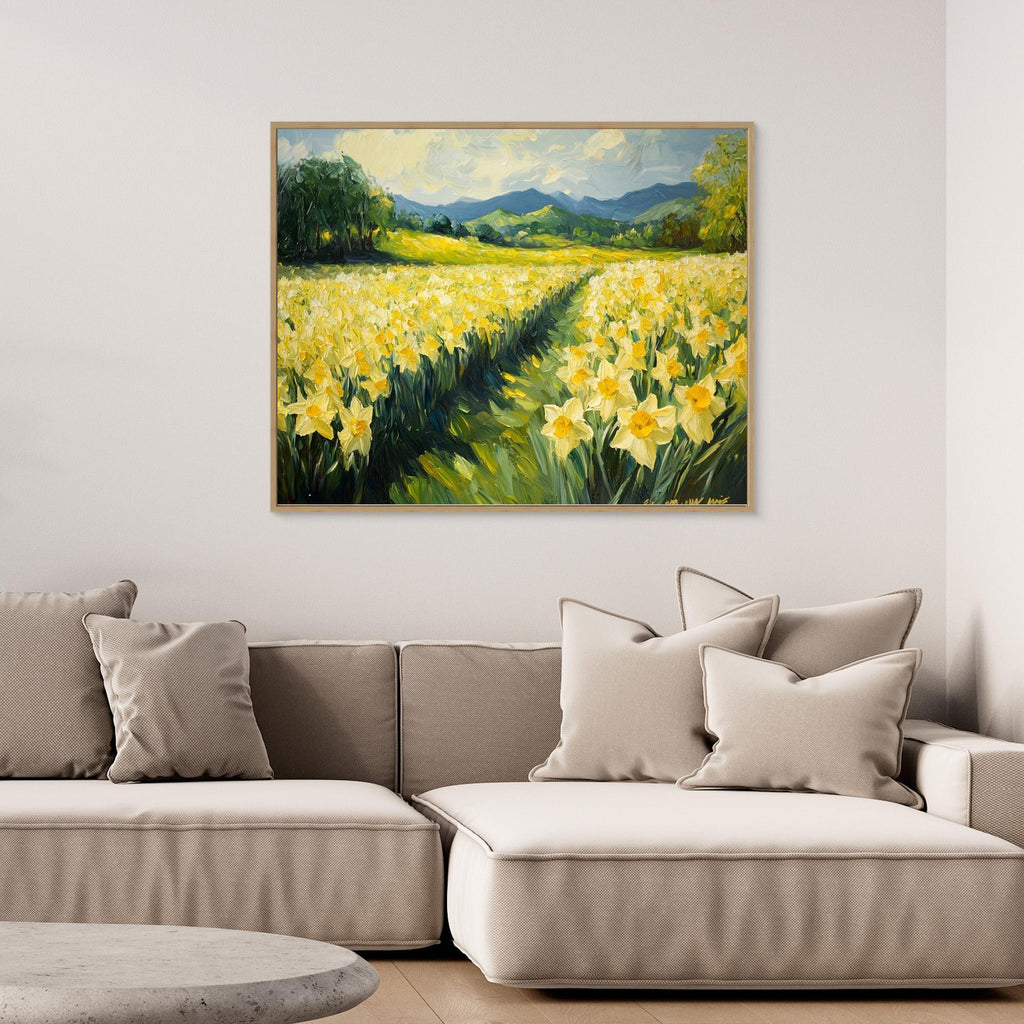 Daffodil Field Canvas Wall Art for Living Room Decor