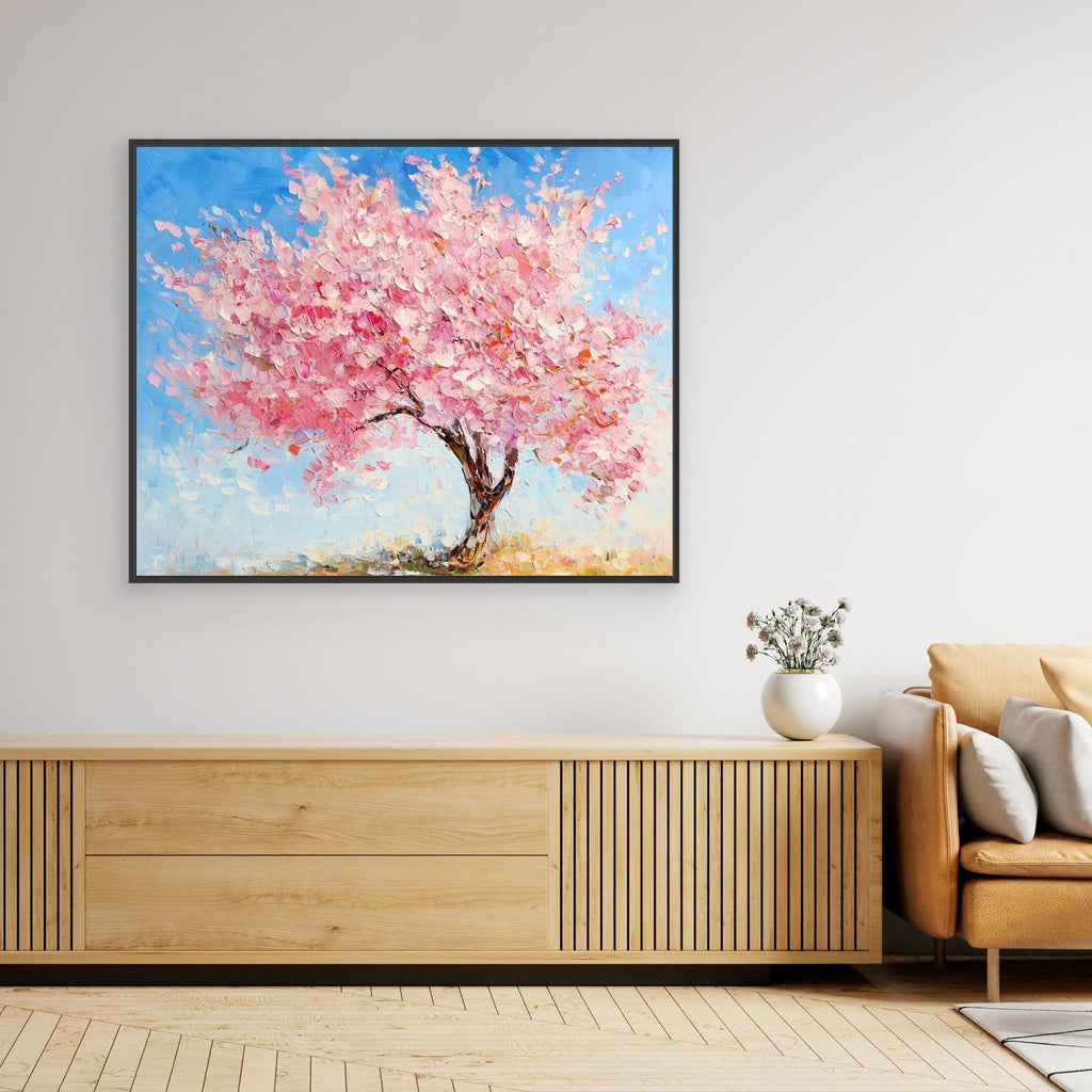 Pink Cherry Blossom Tree Canvas Wall Art for Bedroom