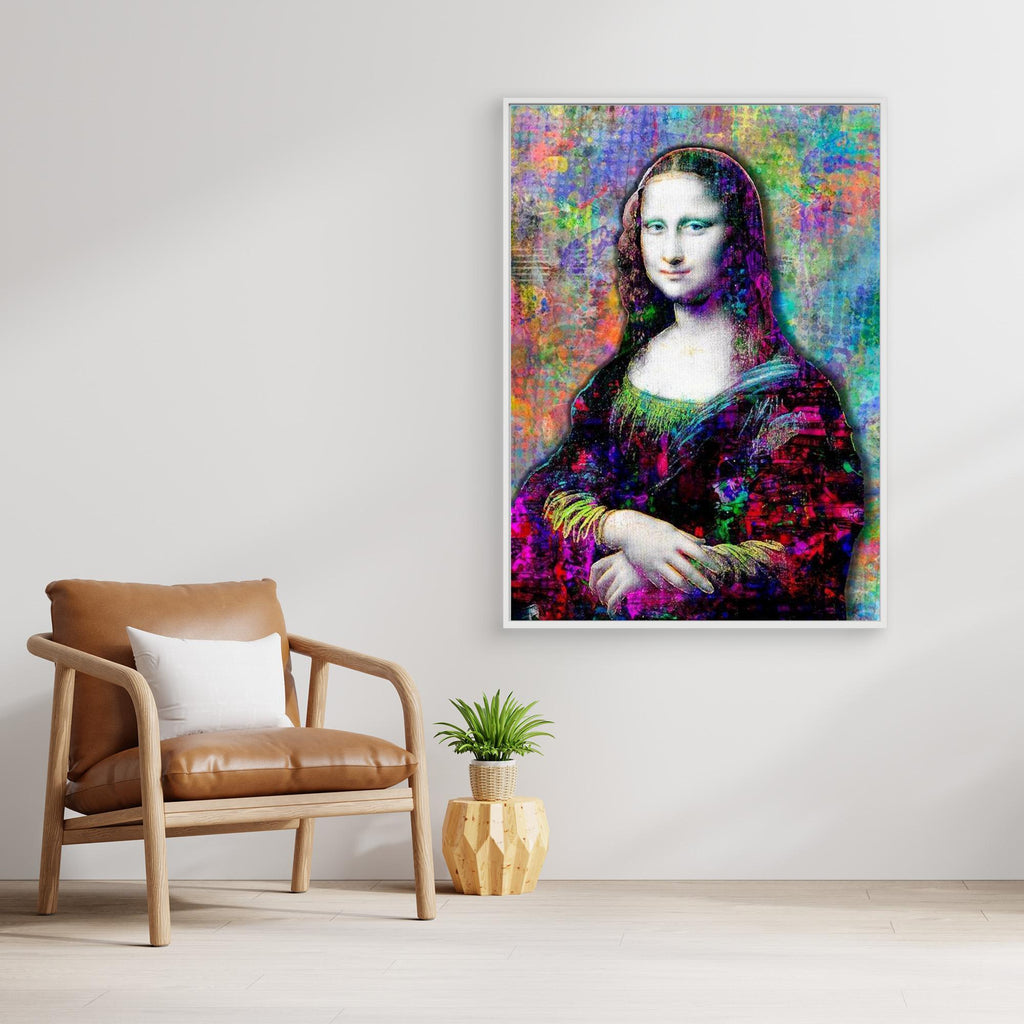 Mona Lisa Pop Art Canvas - Modern Graffiti Wall Decor - Framed Pop Art