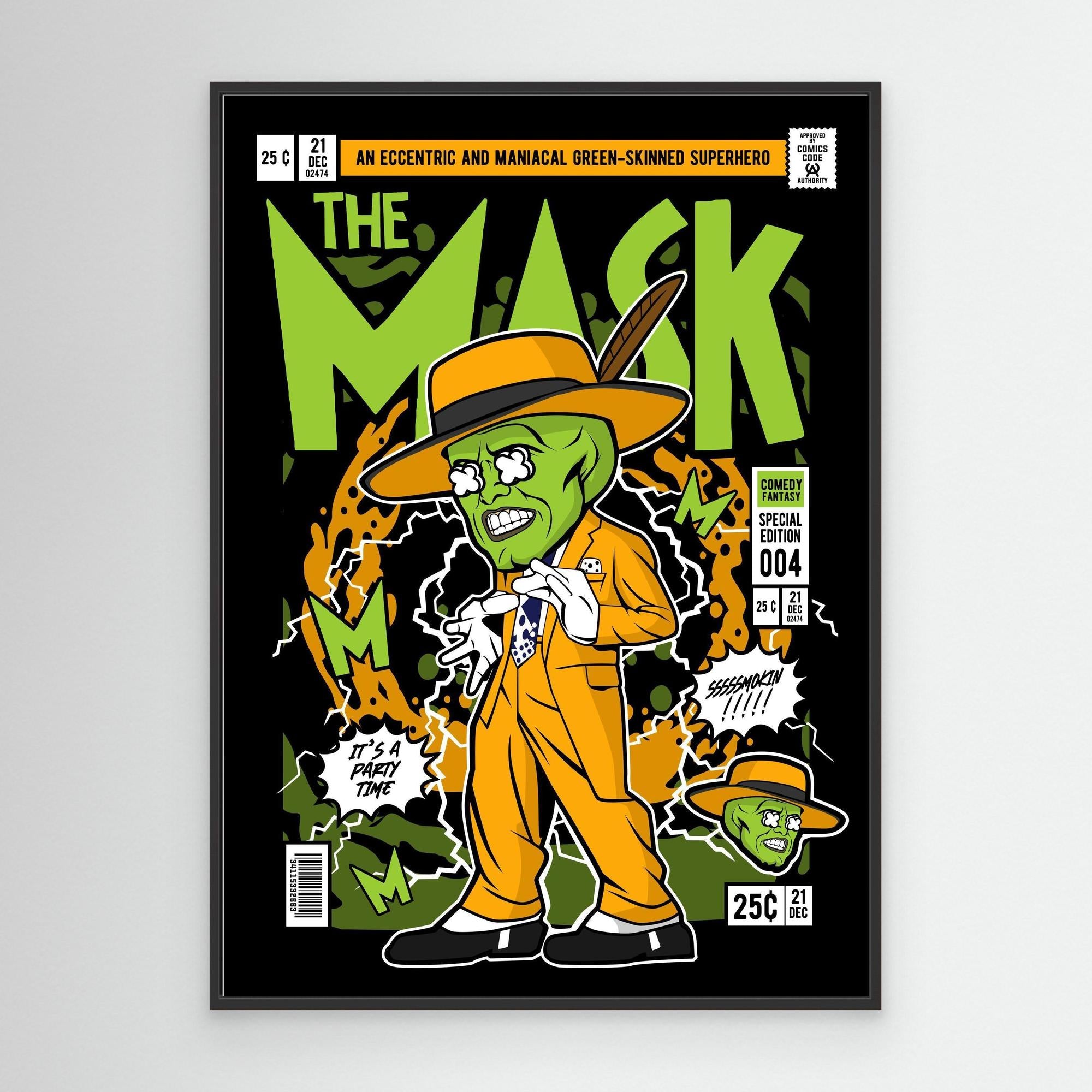 Mask-Inspired Comic Wall Art for Man Caves & Bars - Framed Pop Art