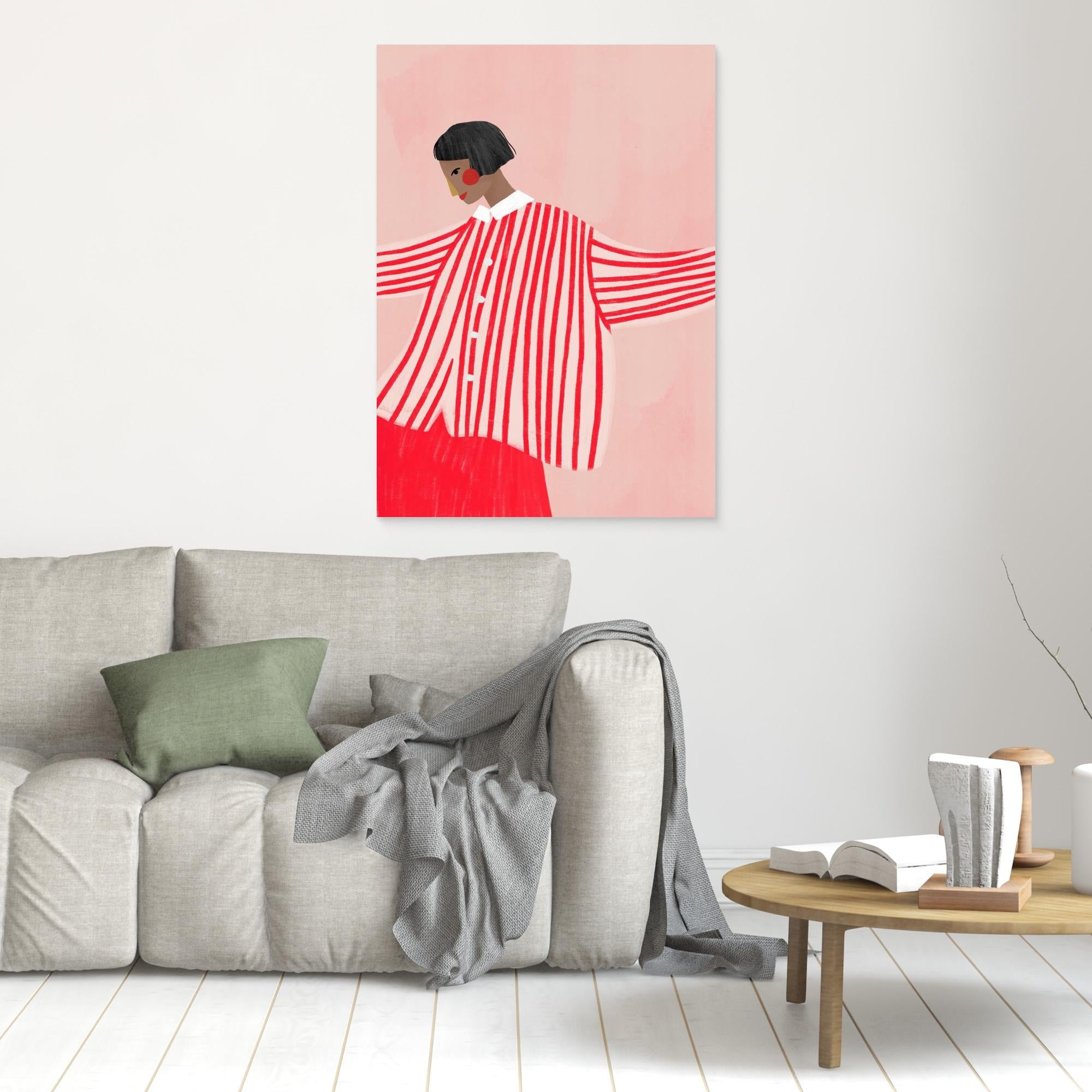 Playful Pink & Red Illustration Wall Art | Chic Bedroom Decor - Framed Pop Art