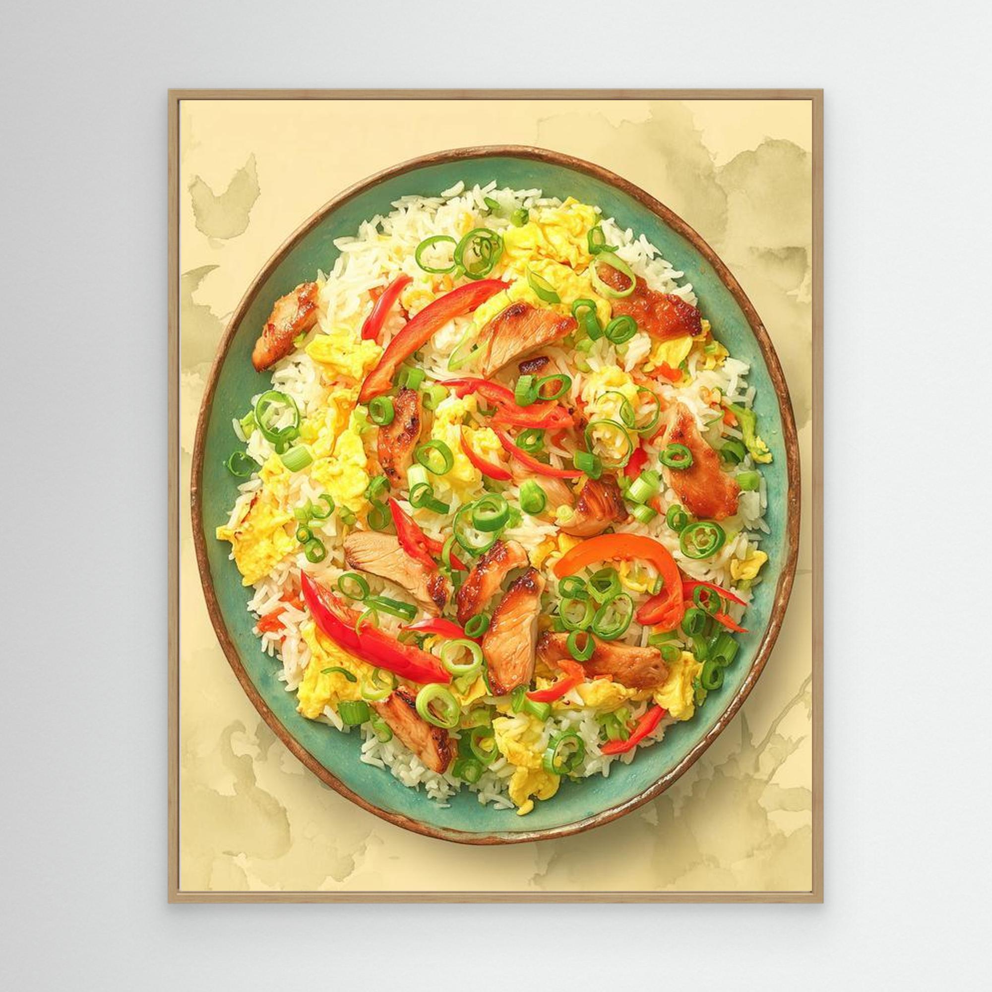 Vibrant Chicken Fried Rice Bowl Kitchen Canvas Wall Art