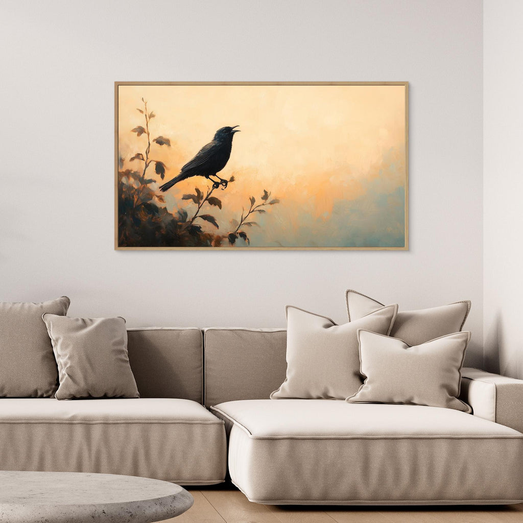 Songbird at Dawn Framed Canvas Print | Nature Wall Art
