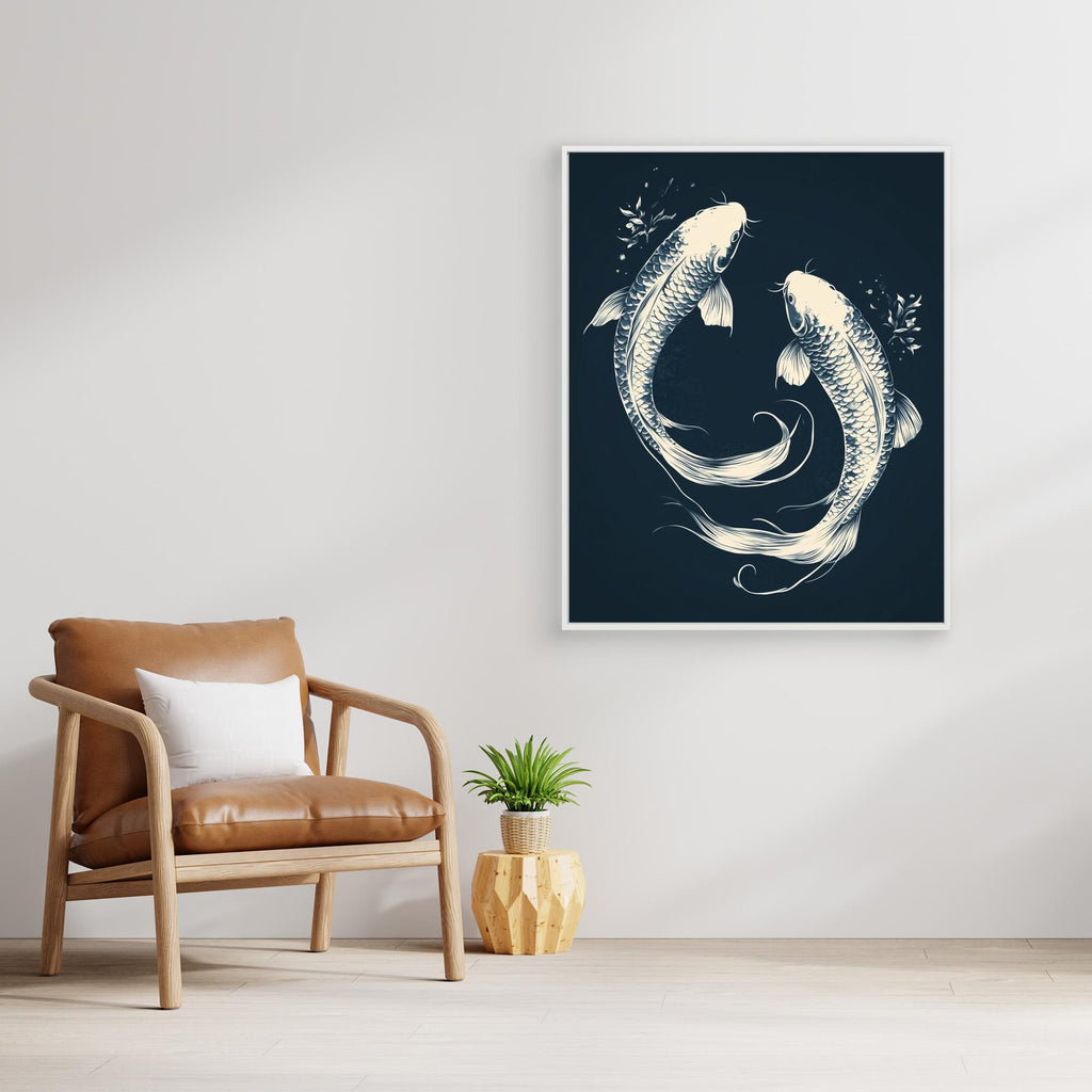 Koi Fish Yin Yang Canvas Print – Japanese Zen Wall Art - Framed Pop Art