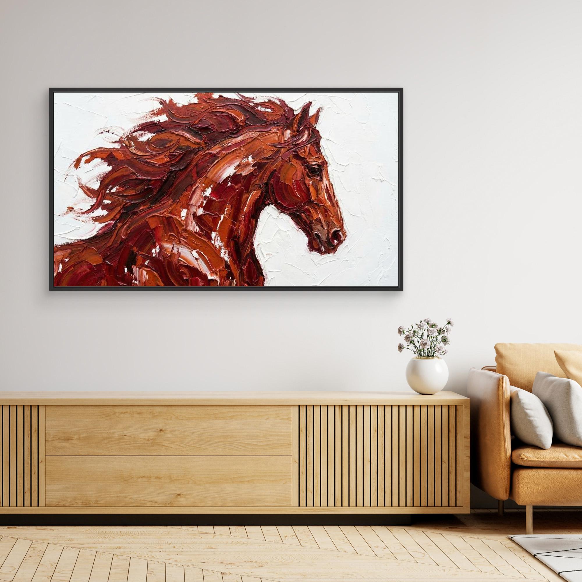 Fire Horse Canvas Print for Modern Hallway Wall Decor - Framed Pop Art