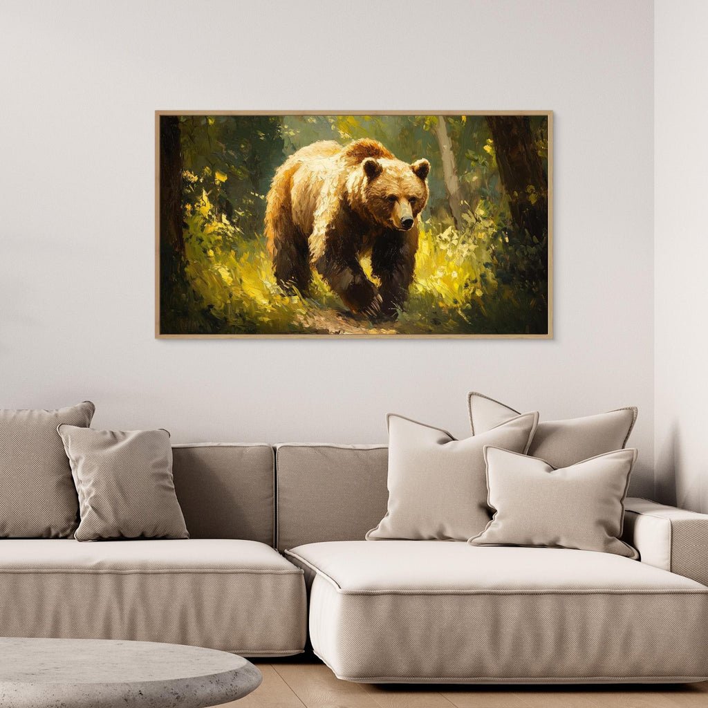 Grizzly Bear Oil Painting Effect Canvas Wall Art