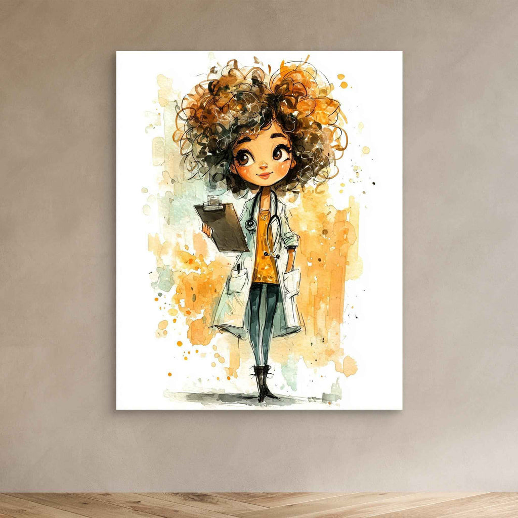 Future Doctor Kids Watercolour Wall Art - Framed Pop Art