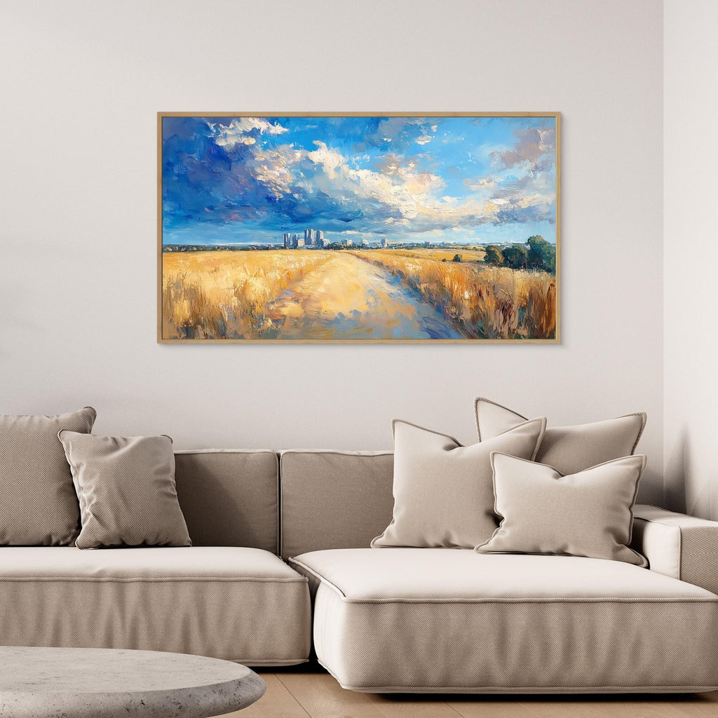 Ashford Skyline & Fields Countryside Canvas Print - Framed Pop Art