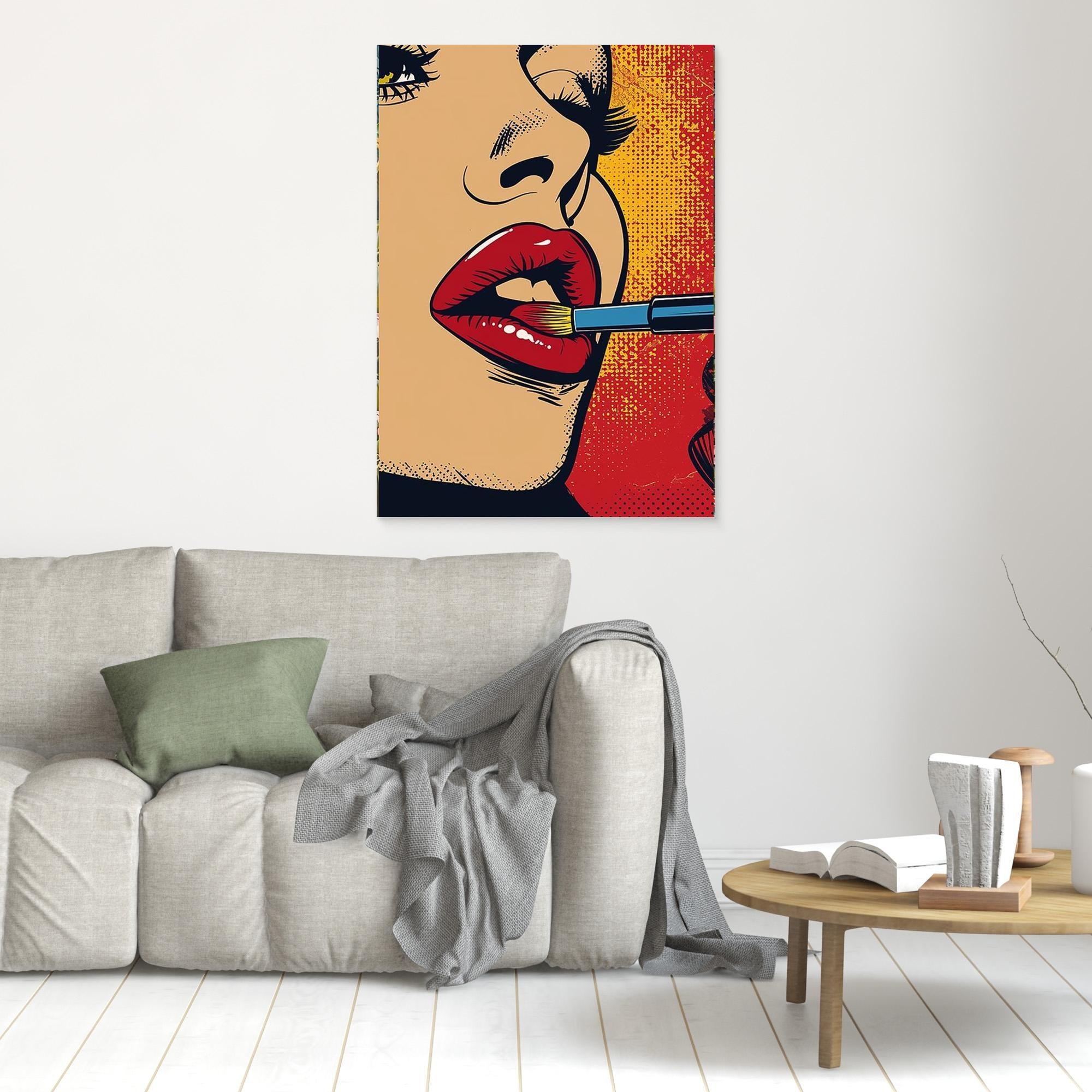 Pop Art Lipstick Wall Art Canvas for Beauty Salon Decor - Framed Pop Art