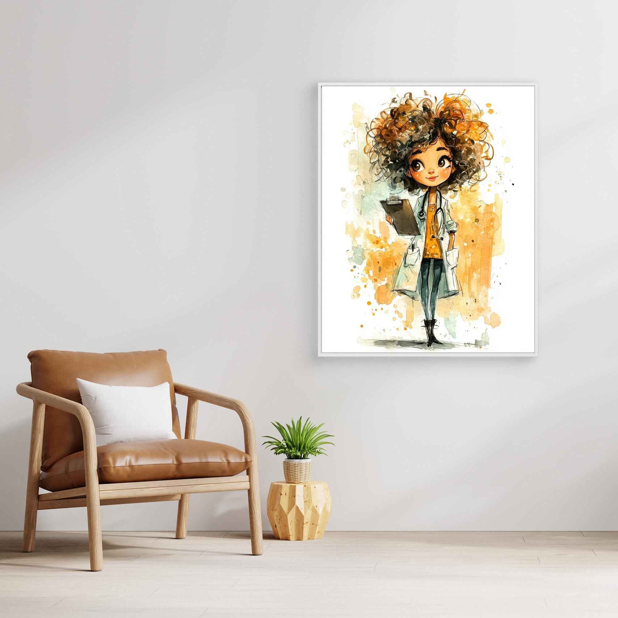 Future Doctor Kids Watercolour Wall Art - Framed Pop Art