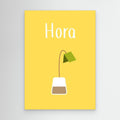 Tea Time 'Hora' Minimalist Kitchen Wall Art | Yellow Canvas - Framed Pop Art