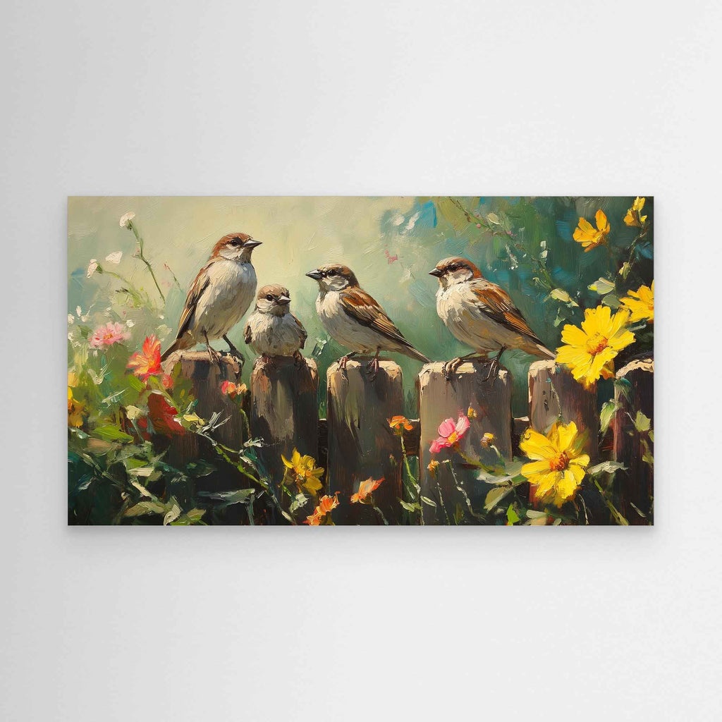 Sparrows on Fence Garden Art | Country Kitchen Wall Decor