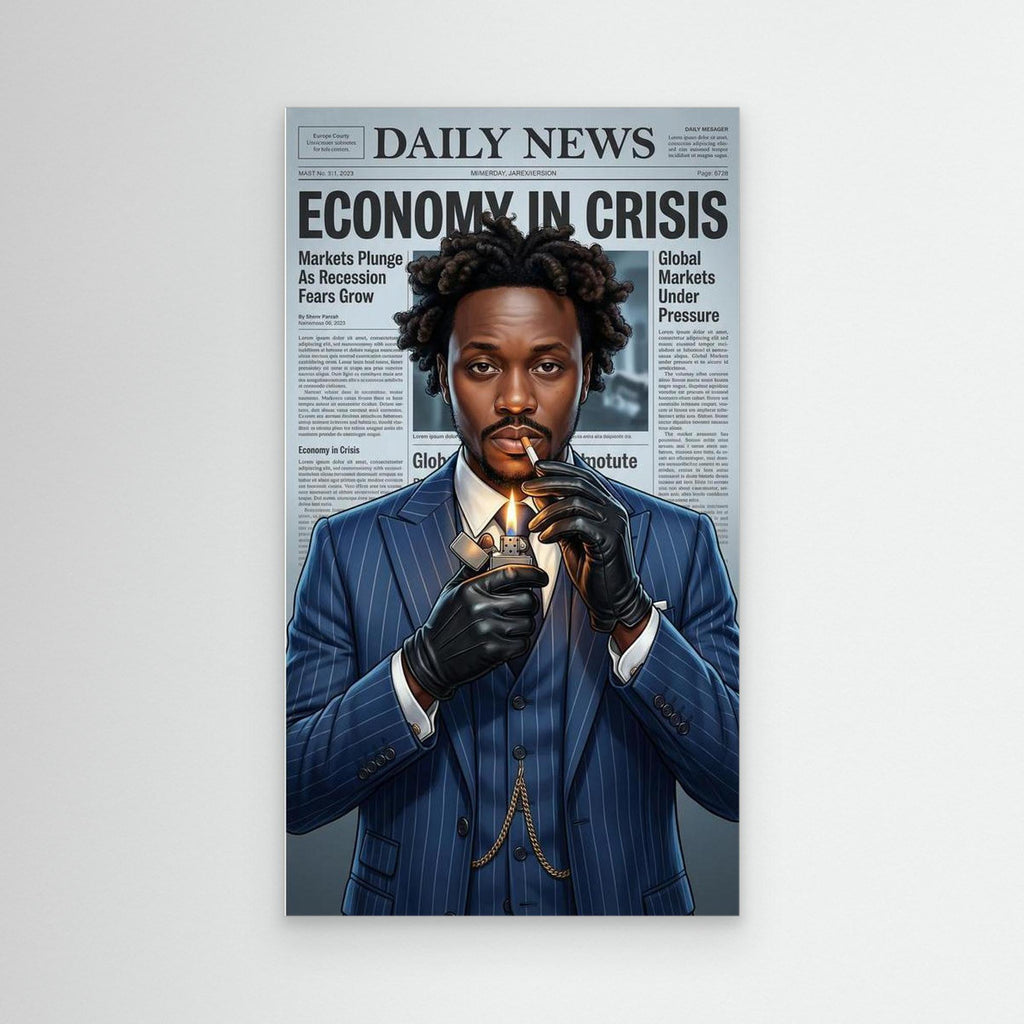 Financial Mastermind Newspaper Art | Framed Noir Canvas - Framed Pop Art