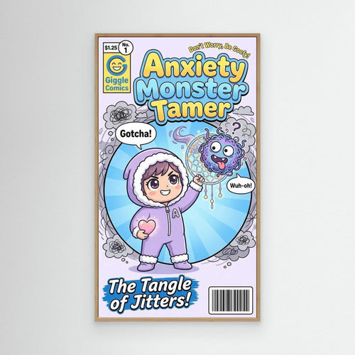Anxiety Monster Tamer Comic Wall Art | Kids Room Decor - Framed Pop Art