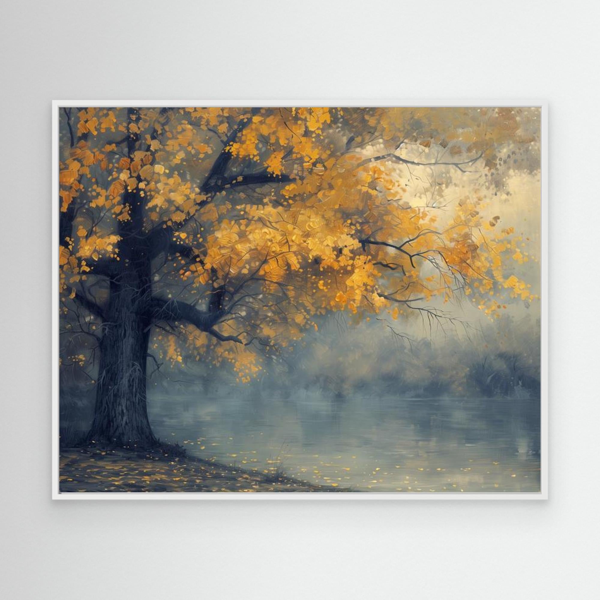 Autumn Lake Reflections Canvas - Impressionist Landscape Art