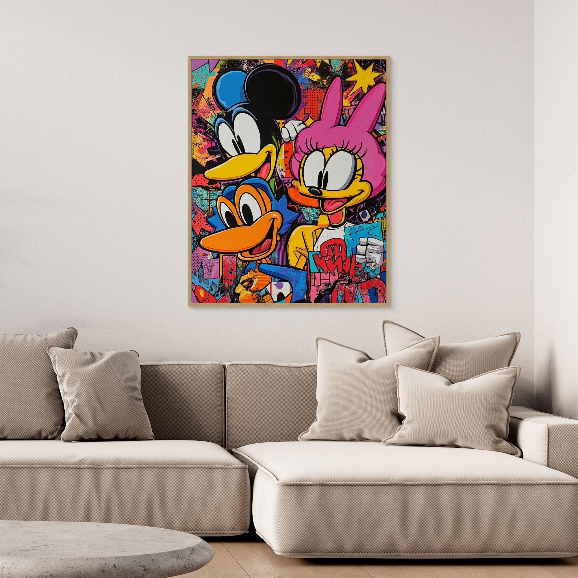 Modern Graffiti Cartoon Canvas Art | Urban Pop Wall Decor - Framed Pop Art